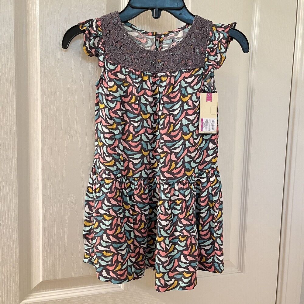 Cherokee Gray Bird Dress Lace Top Girls Size 3T NWT